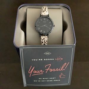 Fossil faux cheetah hair leather watch